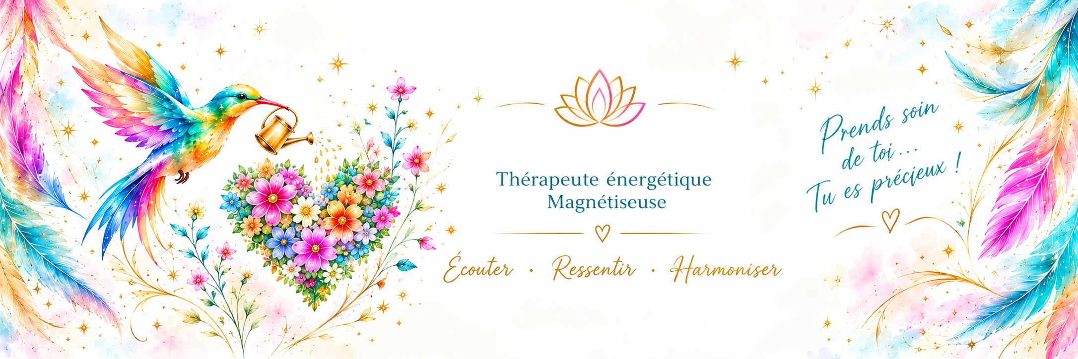 Bannière Colibri Plumagie thérapeuthe énergétique magnétiseuse écouter ressentir harmoniser